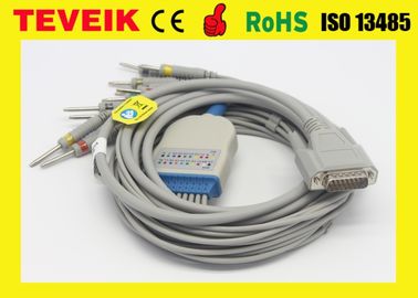 BJ-901D Nihon kohden 10 mengarah EKG / ECG kabel DB 15pin dengan DIN 3.0, terkunci atau klip