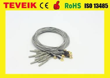 Kabel EEG, soket DIN1.5, 1m, tembaga berlapis emas, kabel eeg medis