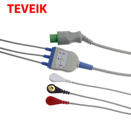 Reusable 1K Ohm 12 Pin Elektroda Sensor 3 Memimpin Kabel EKG