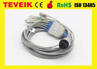 Pabrik Medis Reusable Mindray One piece 5 lead Kabel EKG dengan Klip, Putaran 6pin