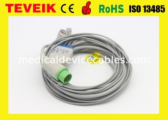 Medical Biolight Round 12pin 5 lead ECG Cable Untuk Monitor Pasien M9500, Bahan TPU