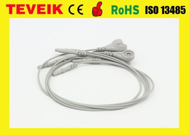Reusable Medical OEM / ODM DIN1.5 7 memimpin kabel Holter Recorder EKG Leadwire dengan snap