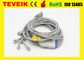 Schiller 10 Lead EKG Cable, 10/12 Memimpin EKG / ECG Cable Snap IEC TPU Material