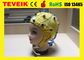 Pemasok Medis Neurofeedback Yellow Integrated 20 lead EEG Cap untuk Mesin EEG, Ear Clip Tin Electrode