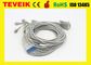 Harga Pabrik Medis 10 Kabel EKG Leadwire Schiller DB 15pin Untuk Mesin EKG, Jepret AHA tanpa resistor