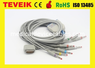 Kabel EKG Kenz dengan 10 leadwires terintegrasi, pisang 4.0, IEC, DB15pin, Kompatibel dengan EKG Kenz 108/110/1203