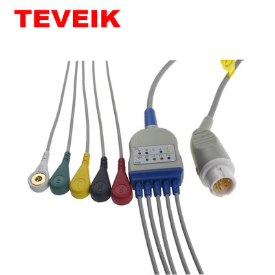 Mindray T5 T6 T8 Monitor Pasien Kabel EKG Putaran 12 Pin 3 Kawat Timbal Snap IEC TPU